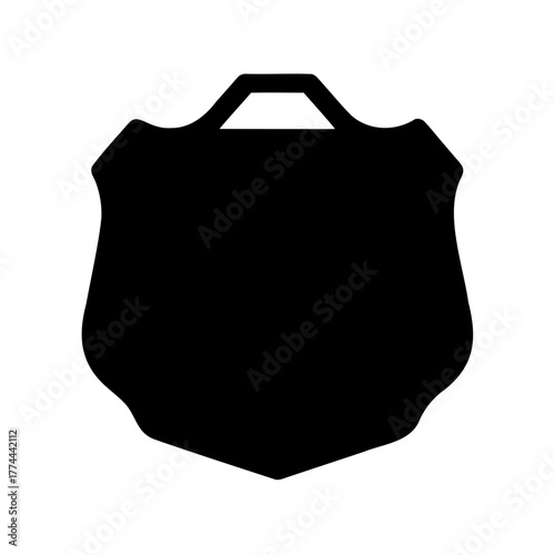 Black Heraldic Shield with a Handle, Symbol of Protection and Security
