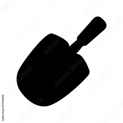 Simple silhouette of a garden trowel, isolated on a white background