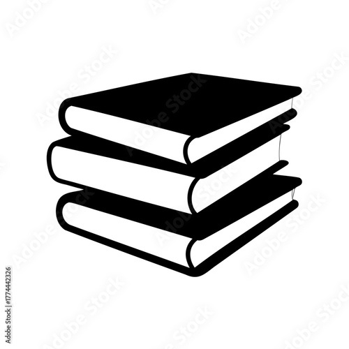 Black and White Stack of Books Illustration with a Simple Design