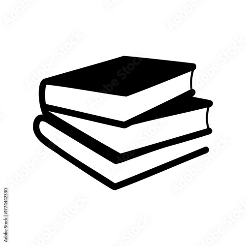 Stack of knowledge illustrated as three solid black books stacked together