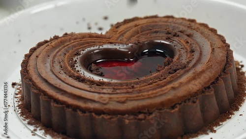 Luxurious and Decadent Heart-Shaped Chocolate Pastry Creation Symbolizing Affection and Romantic