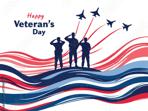 Happy Veterans Day Poster with Jets Flying - Honoring All Who Served 