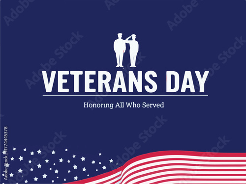 Happy Veterans Day Soldier Saluting with American Flag Design