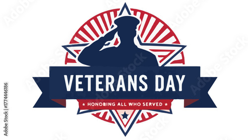 Happy Veterans Day Soldier Saluting with American Flag Design