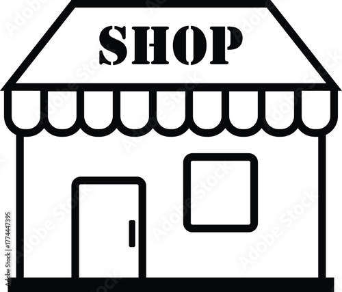 Minimalist Black and White Shop Icon Set, Vector Line Art Design, Modern Shop & Store Icons Collection, Clean Vector Outline Style