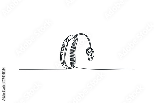 Hearing aid device with ear piece line drawing