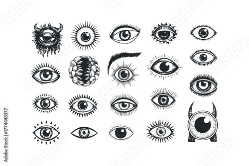 Hand Drawn Mystic Eyes Collection Diverse Styles