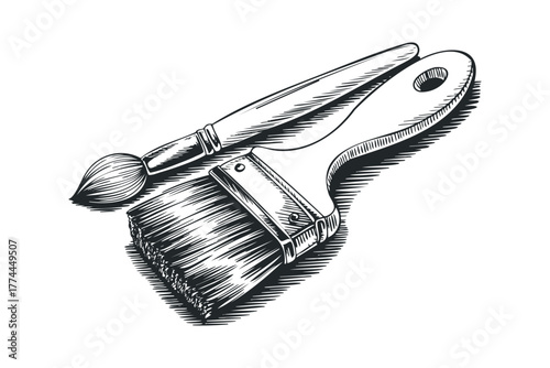 Sketch of Paint Brush and Bristle Tool