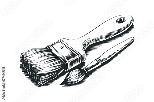 Two paintbrushes for artist or painter