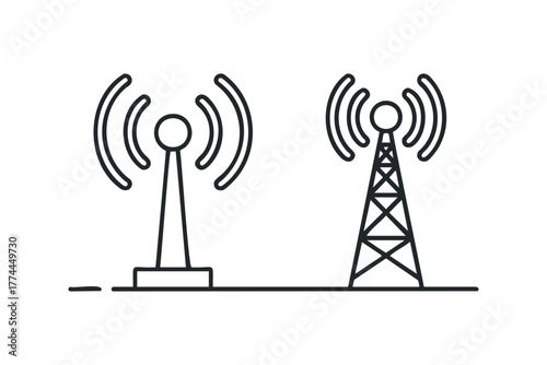 Two communication towers broadcasting signals