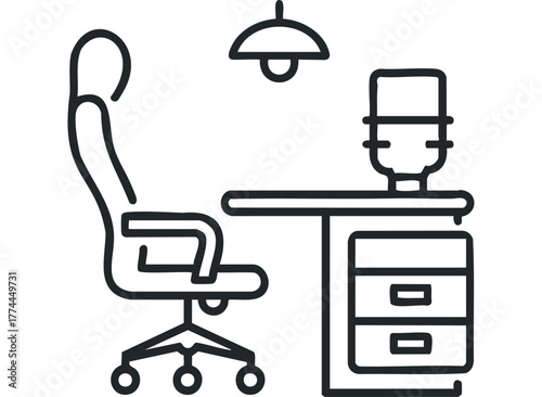 Simple Office Desk Chair Lamp and Water Cooler Icon