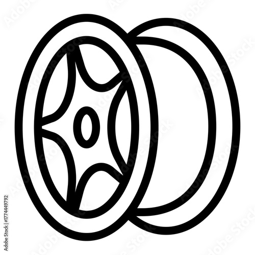 Car wheel disk line icon, car parts concept. Vector graphics. Disk without tire sign on white background, style icon mobile or web design.