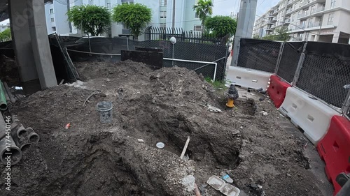 Construction trench for utilities on a construction site