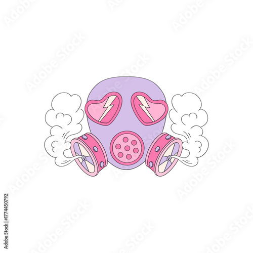 Anti Love Gas Mask Clipart, Funny Anti Valentines Day Sarcastic Romance Rebel Retro Aesthetic Illustration for T-Shirt Design, Scrapbooking and Stickers