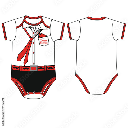 baby boy fashion tie bodysuit print vector