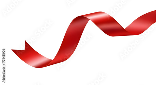 A red wavy ribbon isolated on white background
