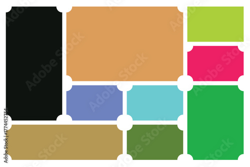 Collection of colorful geometric shapes and ticket designs