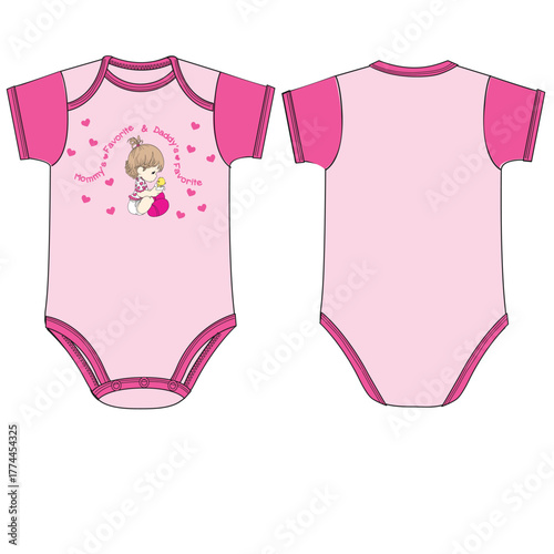 cute kids baby girls   bodysuit print vector