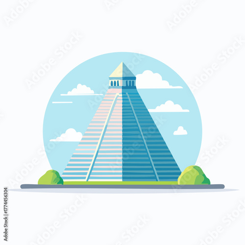 Ancient Mayan Pyramid Architecture Landmark.