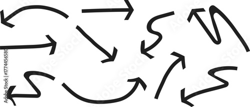 Collection of handdrawn black arrows in various styles