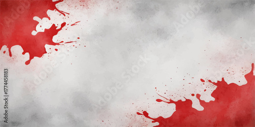 Grungy red paint and blood splash texture on a dirty wall background