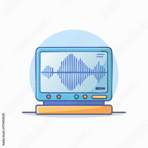 Sound Waveform Displayed on a Modern Monitor Screen.