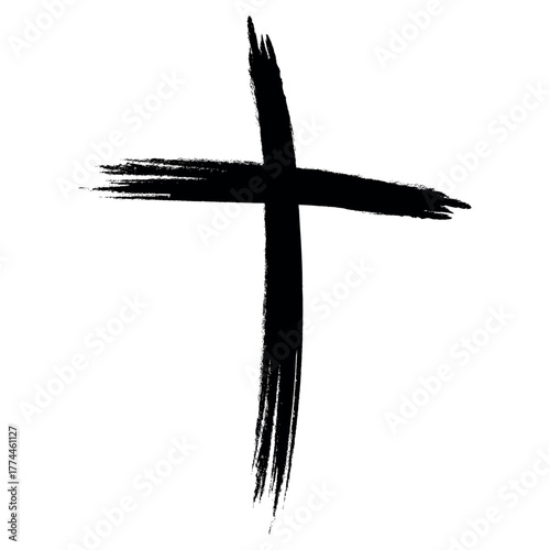 Brushstroke cross icon with...