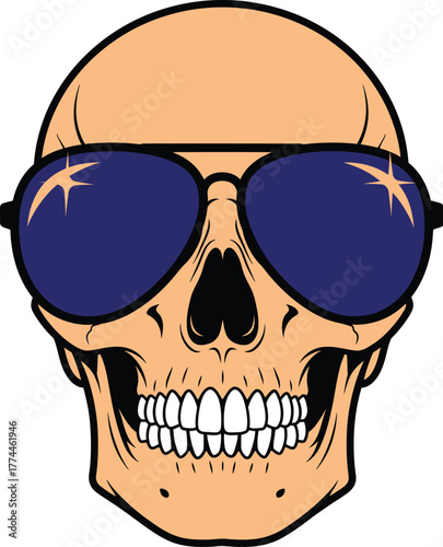 Skull with sunglasses for summer party theme vector illustration
