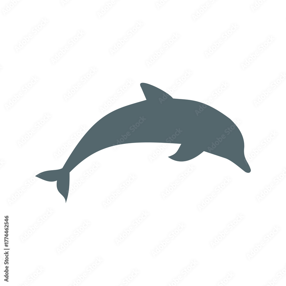 Fototapeta premium Silhouette dolphin icon isolated on transparent background