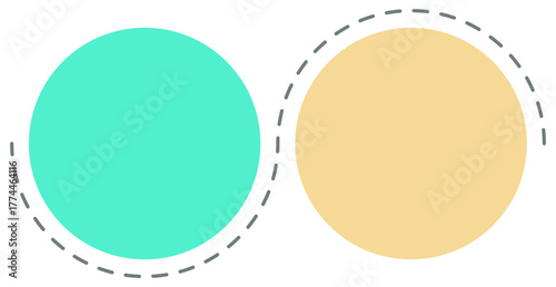 Seamless Modular Comparison Vector Element. This minimalist illustration featuring filled circles and dashed outlines is ideal for creating expandable comparison diagrams or continuous patterns