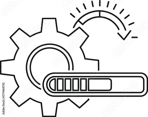 Vector art of gear with loading bar