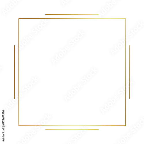 Gold gradient thin line square frame element..