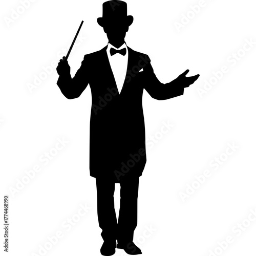 Silhouette Magician Illustration