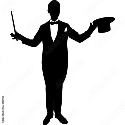 Silhouette Magician Illustration