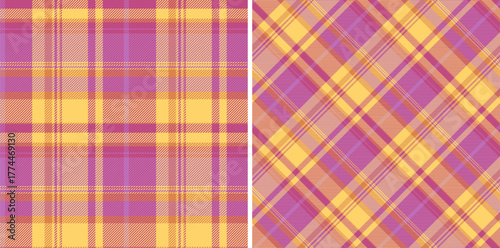 Texture seamless plaid of fabric tartan textile with a background check pattern vector. Set in spring colors. Top fashion trends for the year.