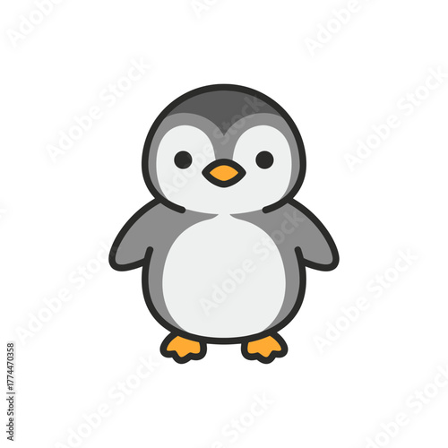 Cute cartoon penguin standing cheerfully
