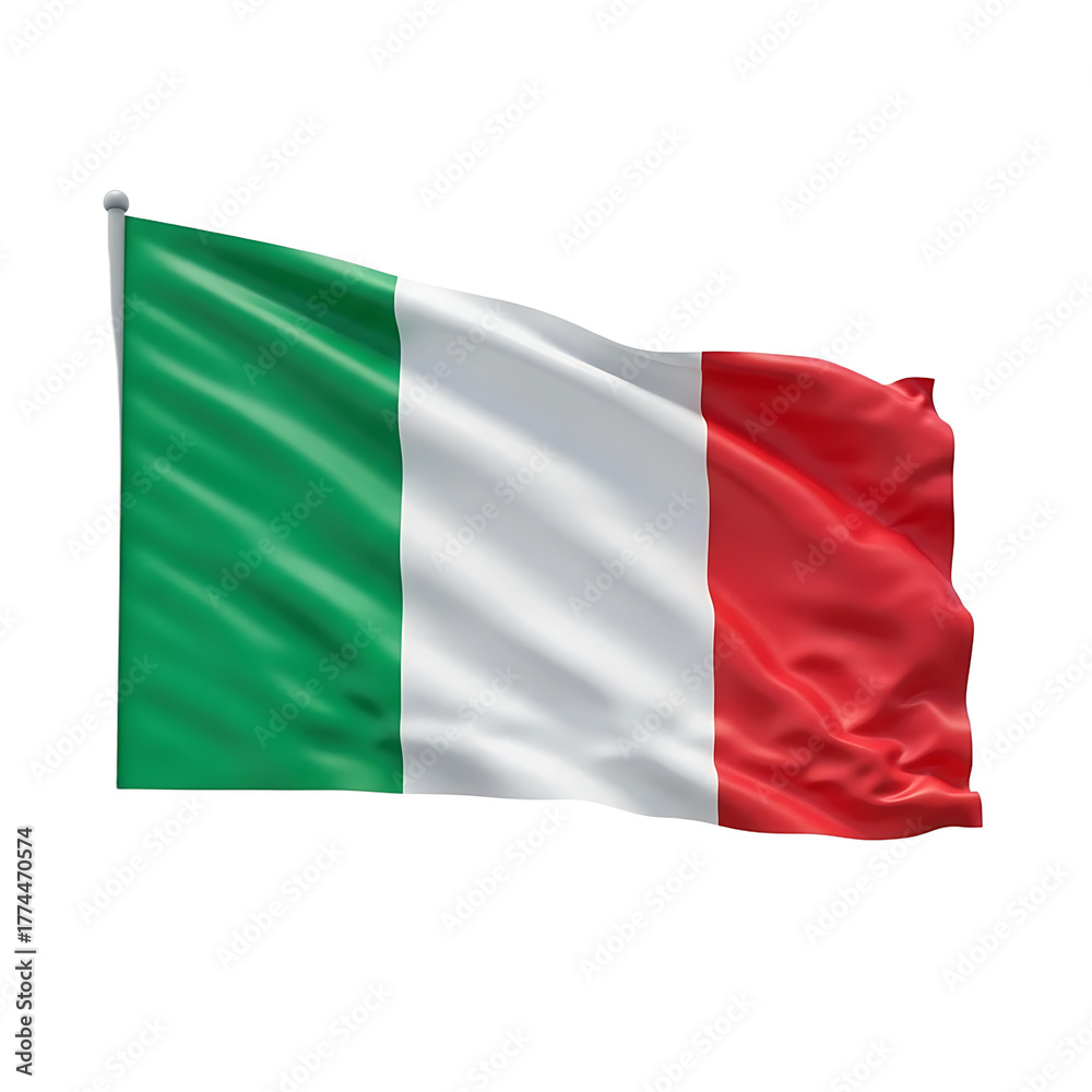 Obraz premium Waving italian flag against a stark black background symbolizing national pride and patriotism with a sense of independence and unity