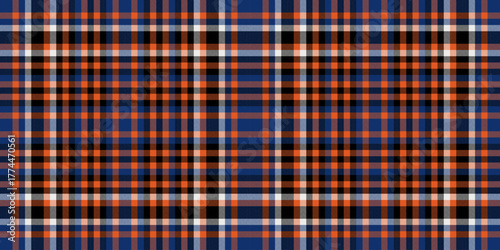 Famous textile check plaid, outside texture vector seamless. New pattern background tartan fabric in orange and black colors.