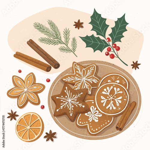 A Festive Plate of Assorted Gingerbread Cookies 