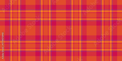 Rest texture tartan textile, carnival pattern seamless vector. Elegant background plaid fabric check in red and vivid tangerine colors.