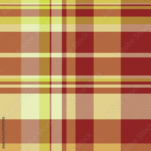 Wallpaper Mural Warm plaid pattern featuring intersecting lines in red, yellow, and beige. Ideal for textile design, backgrounds, or festive winter projects. Torontodigital.ca