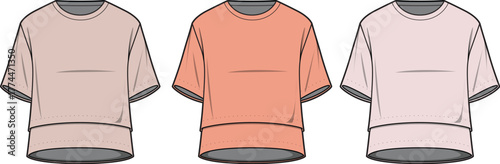 Three Stylish Short-Sleeve Shirts in Different Pastel Colors