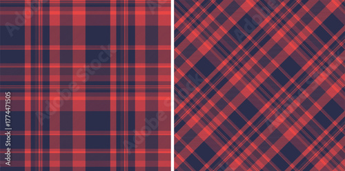 Vector background seamless of plaid fabric textile with a check pattern tartan texture. Set in popular colors. Fashion trends.