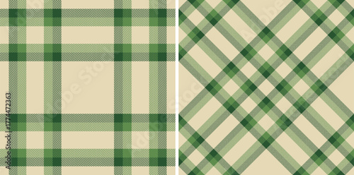 Check tartan pattern of texture background vector with a plaid seamless fabric textile. Set in popular colors. Tablecloth design ideas.