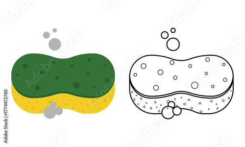 Sponge with soap foam icon vector. Scotch brite icon vector. Sponge line icon with foam symbol and sign. Vector illustration.