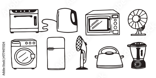 Pack of 10 Household Appliance Icons in Cozy Home Flat Design (Background Removed)