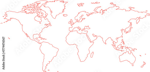 Freehand world map sketch on white background.