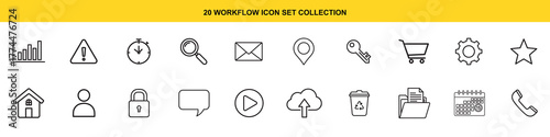 Workflow Icon Set Collection Business Process Automation Management Design Diagram Web Development Software