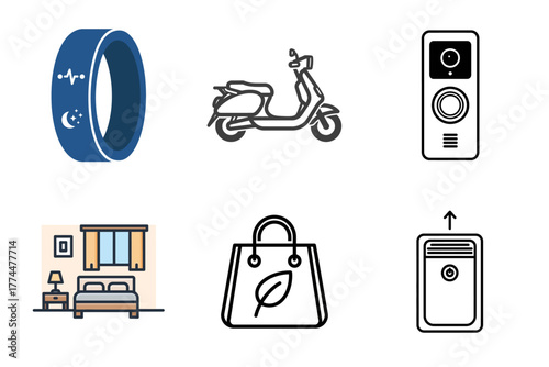 Smart Living and Eco-Friendly Lifestyle Vector Icons