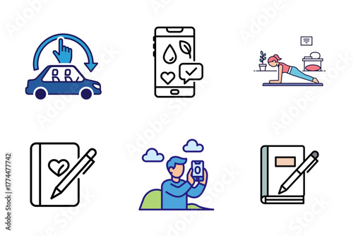Lifestyle, Health, Technology, and Hobbies Vector Icon Set